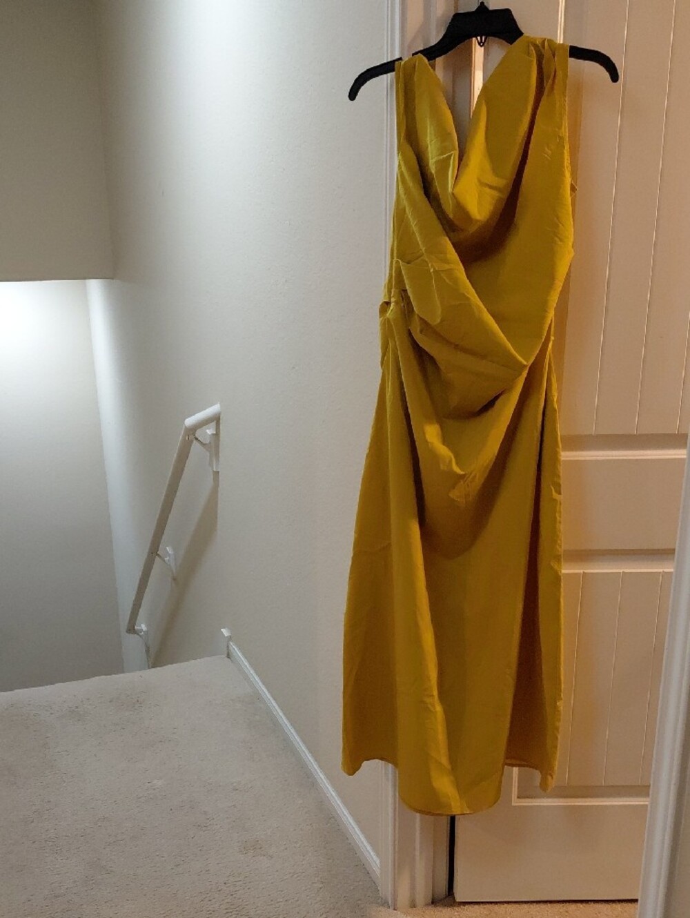 Women's Mustard Yellow Cowl Neck Dress - Picture 2 of 2